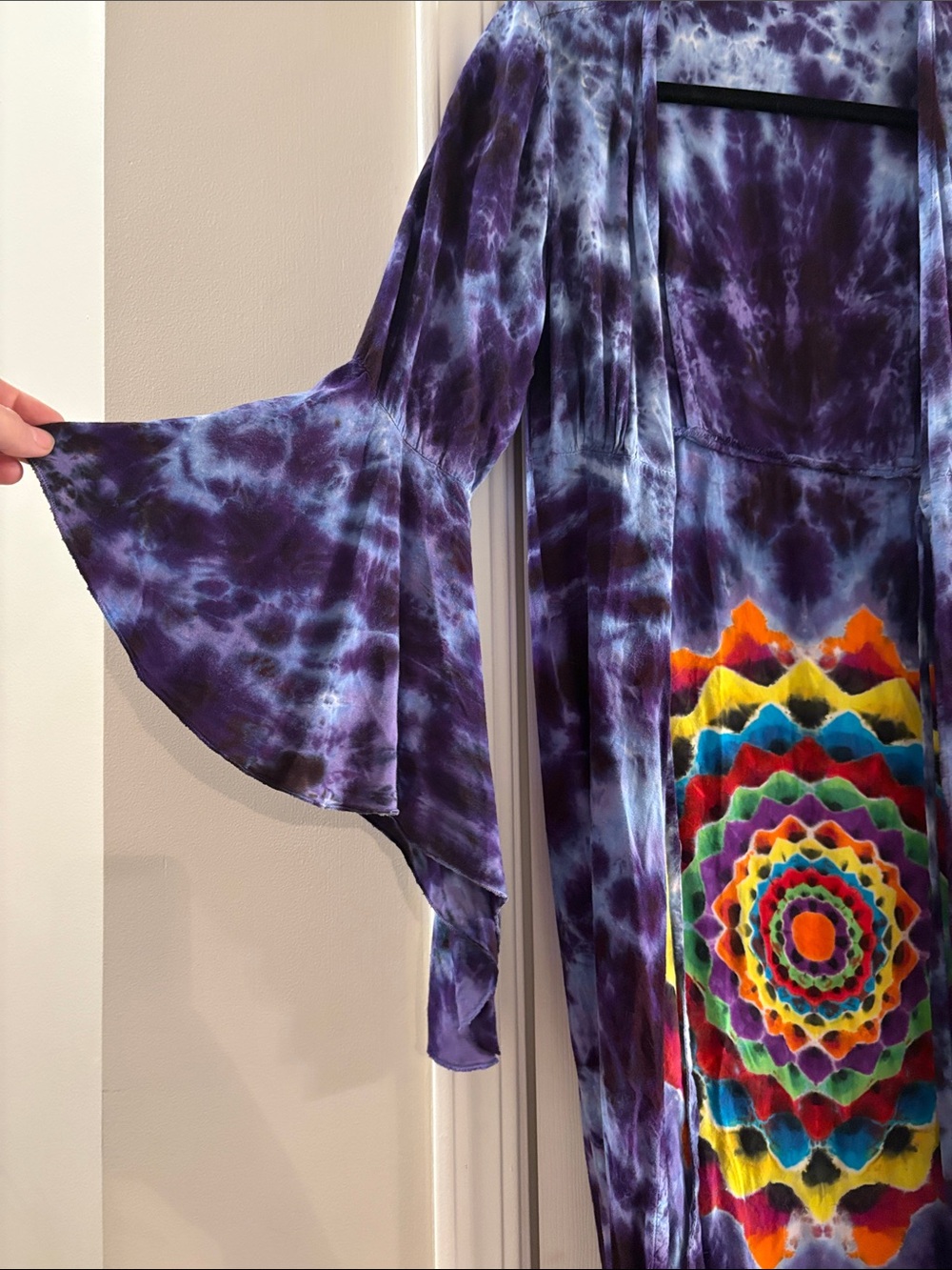 Purple Tie-Dye Kimono with Colorful Mandala - Picture 5 of 7